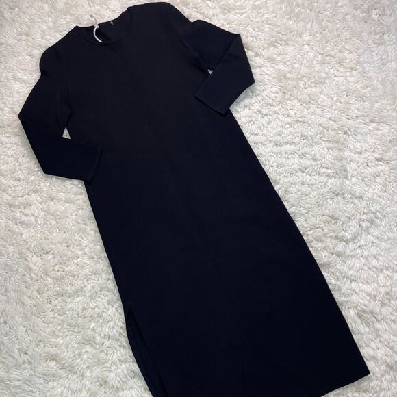 The Row Katey Long Sleeve Midi Dress in Black - Picture 2 of 9